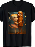 Men's T-Shirt Dancing Ballerina With Smiling Mug And Playful Biscuit Characters