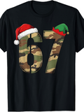 Men's T-Shirt Festive Camouflage Numbers With Santa Elf Hats Seventy Seven T Shirt