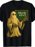 Men's T-Shirt Chalkboard Math Puzzle With A Cartoon Teacher Ghost