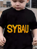 Men's T-Shirt Yellow Sphere Clusters Forming Unique Bubbly Lettering Style Text
