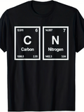 Men's T-Shirt Scientific Elements With Monochrome Periodic Table Graphic Carbon Nitrogen