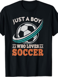 Men's T-Shirt Just A Boy With Blue Streak Among Swirling Soccer Ball