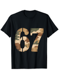 Men's T-Shirt Bold Military Camouflage Pattern Numbers On Black T Shirt