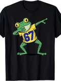 Men's T-Shirt Playful Dabbing Frog Wearing Yellow Number Shirt