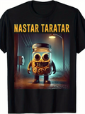 Men's T-Shirt Nastar Taratar Glowing Streetlamp Night Scene With Cookie Jar Robot