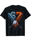 Men's T-Shirt Ice And Fire Theme With Baseball Bats And Ball