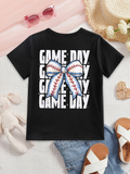 Men's T-Shirt Game Day With Stitch Patterned Bow On Black T Shirt