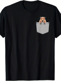 Men's T-Shirt Adorable Curious Bear Peeking Out From Small Gray Pocket T Shirt