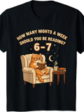 Men's T-Shirt How Many Nights Should You Be Reading Cat With Books Mug