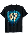 Men's T-Shirt Melted Baseball Numbers Surrounded By Blue Paint Splash Glove