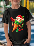 Men's T-Shirt Festive Summer Treat With Santa Hat Baseball Melting Ice Cream Cone