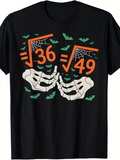 Men's T-Shirt Spooky Math Symbols With Skeleton Hands And Small Green Bats