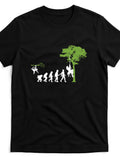 Men's T-Shirt Evolution Journey Under Green Tree Swinging With Apes And Humans