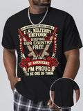 Men's T-Shirt US Military Uniform Proud Americans Free Country Statement