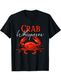 Men's T-Shirt Crab Whisperer Realistic Red Shellfish Centered Under Bold Wording Crab