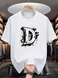 Men's T-Shirt Graffiti Paint With Urban Ink Splash Letter D