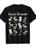 Men's T-Shirt Goat Breeds Cartoon Chart With Playful Farm Animal Illustrations