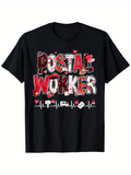 Men's T-Shirt Postal Worker Letters Hearts Vans And Mailbox Motif Shirt