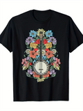 Men's T-Shirt Vivid Wildflowers With Vibrant Spring Colors Surrounding A Retro Banjo
