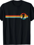 Men's T-Shirt Retro Sunset Lines With A Silhouette Of Jumping Basketball Player