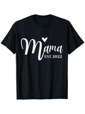 Men's T-Shirt Mama Est2022 Bold White Lettering With Heart Graphic Cotton T Shirt
