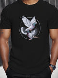 Men's T-Shirt Circular Motion With Two Gracefully Detailed White Flying Doves