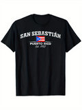 Men's T-Shirt San Sebastian Puerto Rico With Flag Centered On Black Shirt