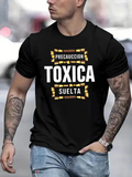 Men's T-Shirt Bold Urban Lettering Graphic Surrounded By Warning Pattern Text Shirt