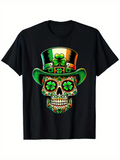 Men's T-Shirt Rainbow Shamrock Hat With Ornate Decorative Pattern Skull