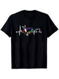 Men's T-Shirt Colorful Heartbeat With Artistic Palette And Painter Brushes