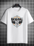 Men's T-Shirt Rock And Roll Guitar With Radiant Colorful Circular Wings