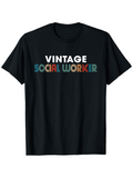 Men's T-Shirt Vintage Colorful Classic Text Design With Retro Lettering Social Worker