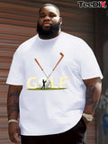 Men's T-Shirt Golden Letters With Golf Clubs And Silhouette Golfer Under Sunlight Golf