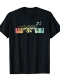 Men's T-Shirt Colorful Music Notes Flowing Across Piano Keys Guitar