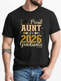 Men's T-Shirt Proud Aunt Of A 2026 Graduate With Decorative Graduation Cap And Golden Lettering