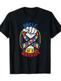 Men's T-Shirt Uncle Of A Warrior Raised Fist With Colorful Autism Puzzle Ribbon