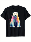 Men's T-Shirt Splashes Of Colorful Light Surrounding A Majestic Sitting Polar Bear