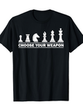 Men's T-Shirt Choose Your Weapon Bold Chess Pieces On Classic Black T Shirt