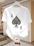 Men's T-Shirt Vintage Intricate Black Spade Symbol With Classic Playing Card Elements