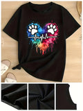 Men's T-Shirt Colorful Heart Shape With Paw Prints And Vibrant Pulse Sign