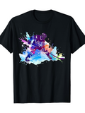 Men's T-Shirt Color Splash Effects With Energetic Movement Featuring Hockey Player