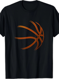 Men's T-Shirt Minimalist Orange Curved Lines Forming A Dynamic Basketball