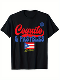 Men's T-Shirt Coquito Pasteles Season Puerto Rican Flag With Snowflake Design