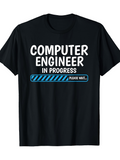 Men's T-Shirt Computer Engineer In Progress Loading Bar With Blue Stripes Asking Please Wait