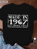 Men's T-Shirt Made In 1967 All Original Parts Vintage Grunge Style Block Letter Design Shirt