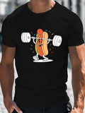 Men's T-Shirt Cheerful Cartoon Sprinkles With Weights Hot Dog