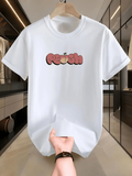 Men's T-Shirt Peach Word Art With Cartoon Fruit Surrounded By Playful Bold Letters