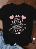 Women's T-Shirt Being A Mimi It Makes Me Blessed Surrounded By Pink Hearts And Flowers T Shirt