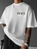 Men's T-Shirt Subtle Hand Gesture With Shadowed Typeface Spelling Peace