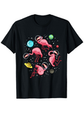 Men's T-Shirt Floating Pink Flamingos Surrounded By Planets And Starry Space Flamingo